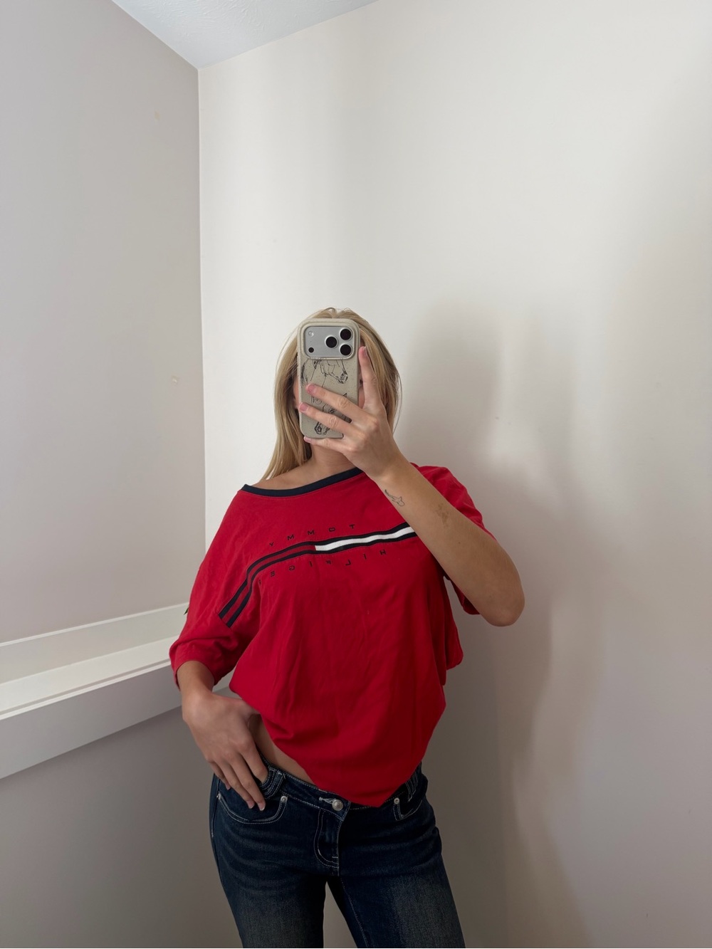 Red Off-Shoulder Women’s Casual Top